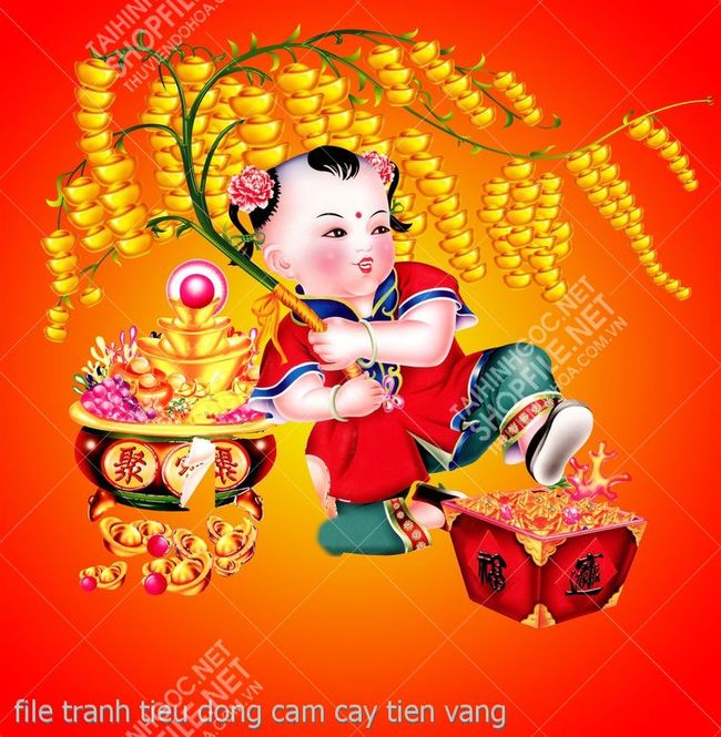 file tranh tieu dong cam cay tien vang